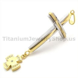 Gouden Titanium Kruishanger Met Diamanten - Gratis Ketting