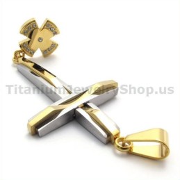 Gouden Titanium Kruishanger Met Diamanten - Gratis Ketting