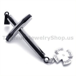 Zwarte Kruis Titanium Hanger Met Diamanten - Gratis Ketting