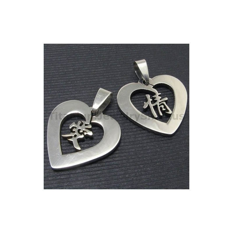 Liefde Chinese Karakters Titanium Lovers Hangers-Gratis Kettingen