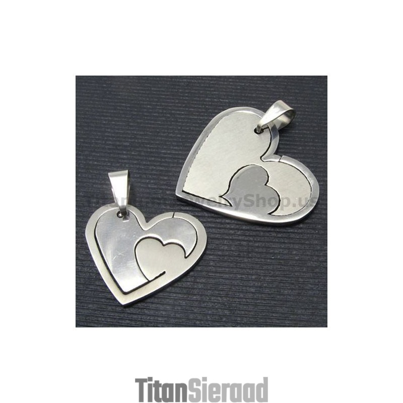 Bijpassende Set Sweetheart Titanium Lovers Hangers - Gratis Kettingen Bijpassende Set Sweetheart Titanium Lovers Hangers - Gratis Kettingen