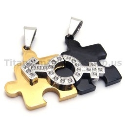 Legpuzzel Titanium Lovers Hangers Met Diamantenvrije Kettingen
