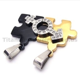 Legpuzzel Titanium Lovers Hangers Met Diamantenvrije Kettingen