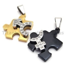Legpuzzel Titanium Lovers Hangers Met Diamantenvrije Kettingen