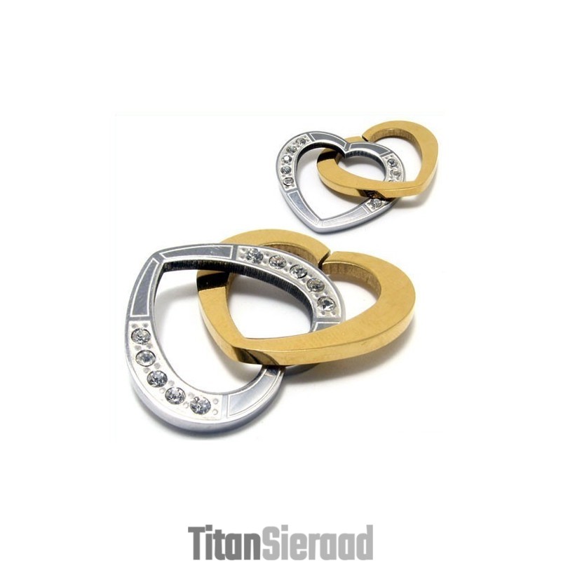 Twee Hartvormige Titanium Diamanten Kettinghangers Twee Hartvormige Titanium Diamanten Kettinghangers