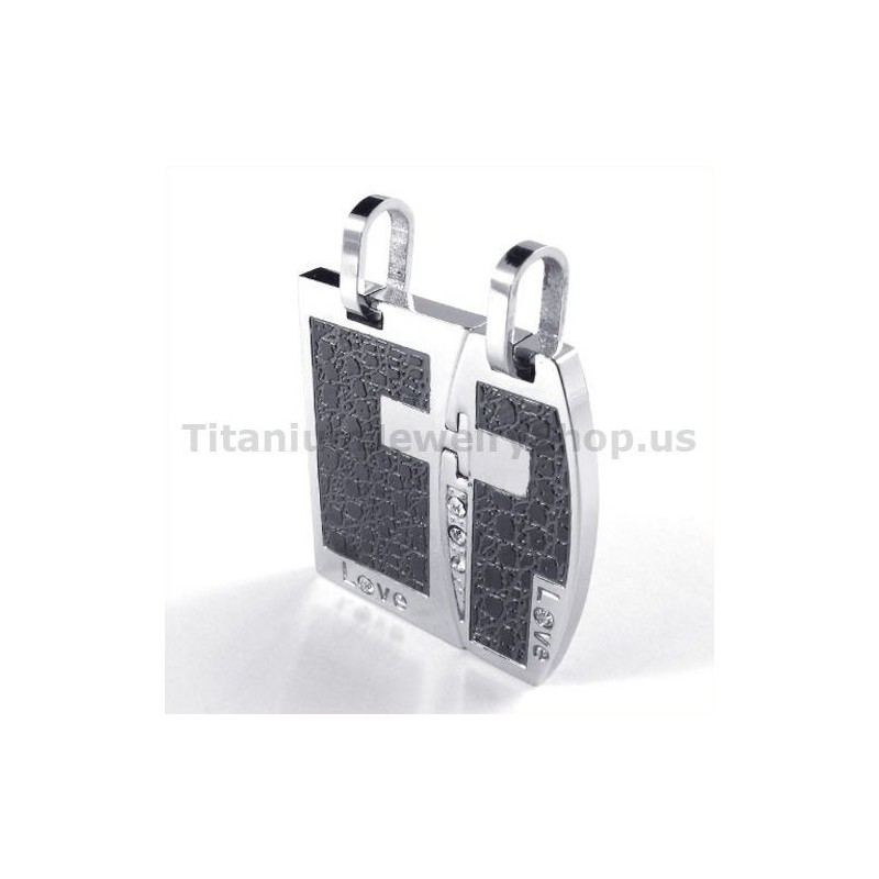 Liefdeszwarte Titanium Hangers Met Diamantvrije Kettingen Liefdeszwarte Titanium Hangers Met Diamantvrije Kettingen