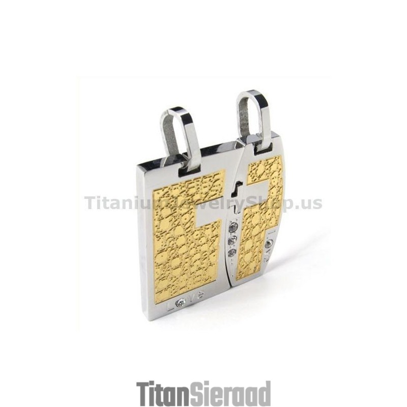 Love Gloden Titanium Lovers Hangers Met Diamantenvrije Kettingen