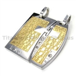 Love Gloden Titanium Lovers Hangers Met Diamantenvrije Kettingen