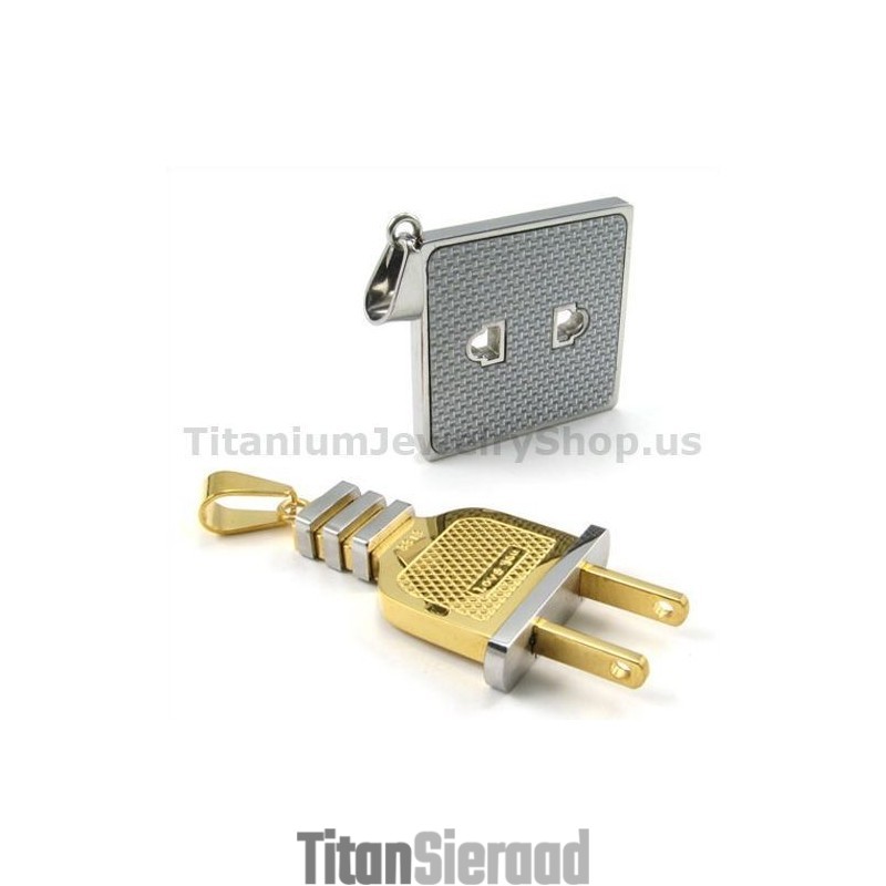 Socket En Plug Gloden Titanium Lovers Hangers-Gratis Kettingen