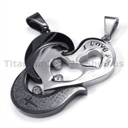 Lieverd En Kruis Zwarte Titanium Hangers Met Diamantvrije Kettingen