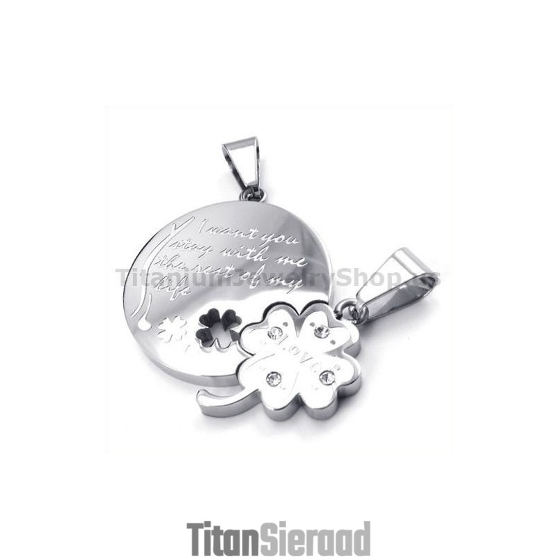 Titanium Hangers Met Klavertje Vier - Gratis Kettingen