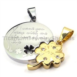 Gloden Vierbladige Klaver Titanium Lovers Hangers-Gratis Kettingen