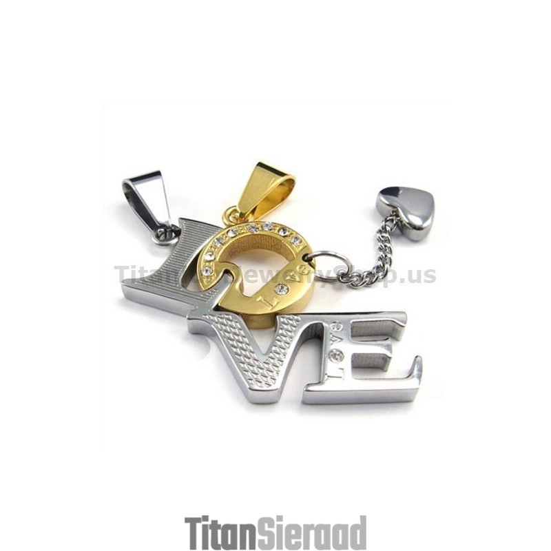 Liefde Titanium Lovers Gouden Hangers Met Diamantenvrije Kettingen Liefde Titanium Lovers Gouden Hangers Met Diamantenvrije Kettingen