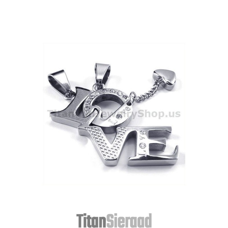 Liefde Titanium Lovers Hangers Met Diamantenvrije Kettingen Liefde Titanium Lovers Hangers Met Diamantenvrije Kettingen