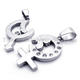 Titanium Lovers Hangers Met Diamantenvrije Kettingen
