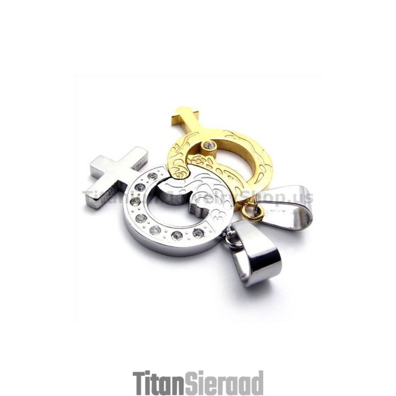 Titanium Lovers Gloden Hangers Met Diamantvrije Kettingen Titanium Lovers Gloden Hangers Met Diamantvrije Kettingen