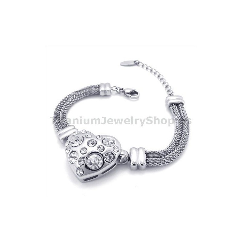 Dames Titanium Armband Met Diamanten Dames Titanium Armband Met Diamanten