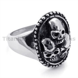 Drie Schedel Titanium Ring