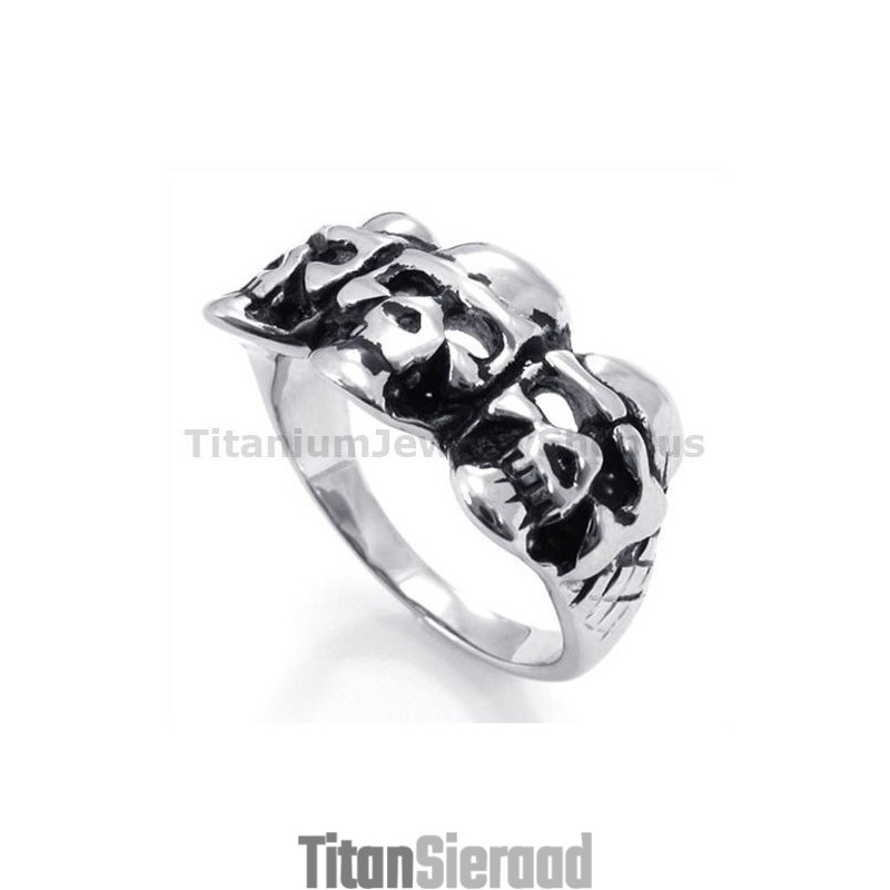 Drie Schedel Titanium Ring