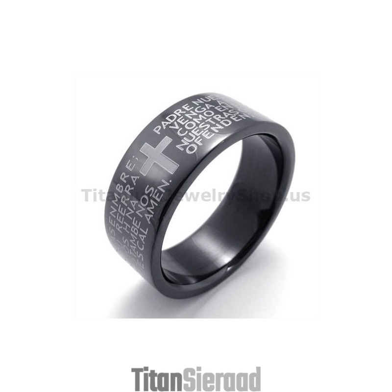 Kruis Zwarte Titanium Ring Kruis Zwarte Titanium Ring