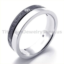 True Love Zwarte Titanium Ring Met Diamant