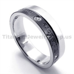 True Love Zwarte Titanium Ring Met Diamant