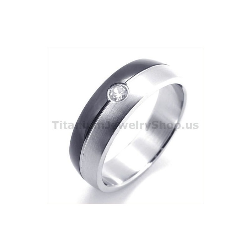 Zwarte Titanium Ring Met Diamant