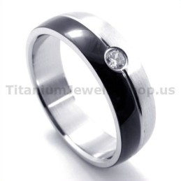 Zwarte Titanium Ring Met Diamant