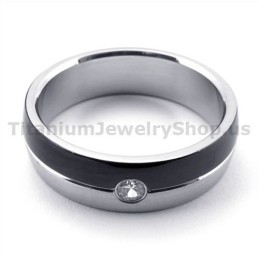 Zwarte Titanium Ring Met Diamant