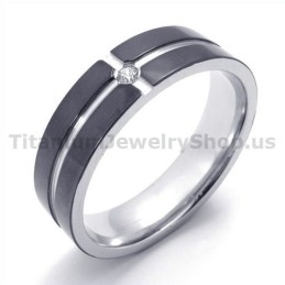 Zwarte Titanium Ring Met Diamant