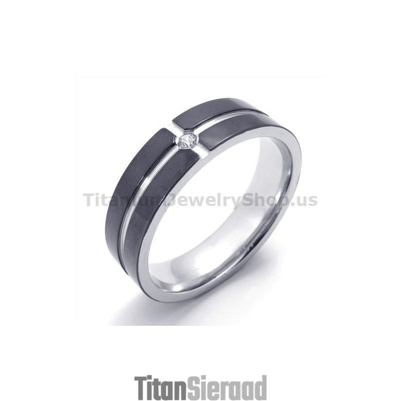 Zwarte Titanium Ring Met Diamant