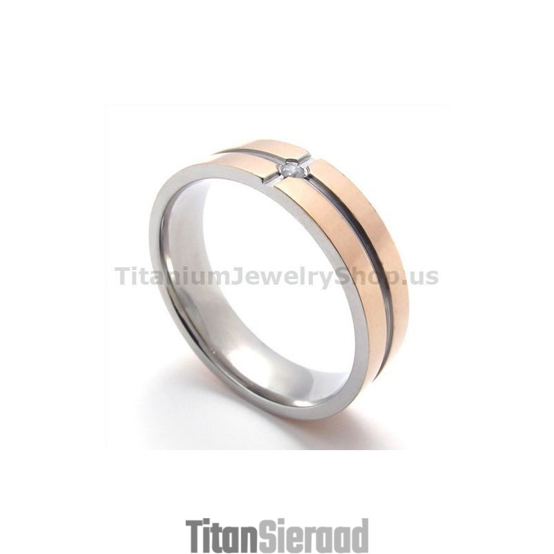 Gloden Titanium Ring Met Diamant