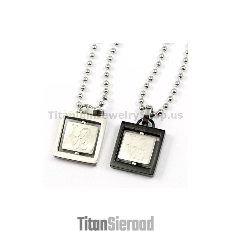 Draaibare Lovers Titanium Hangers Valentijnsdag Cadeaus - Gratis Kettingen