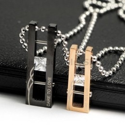Durf Te Houden Van Geliefden Titanium Hangers Met Diamanten Valentijnsdagcadeaus - Gratis Kettingen