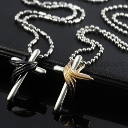 Engelenvleugels Kruis Titanium Lovers Hangers Valentijnsdag Cadeaus - Gratis Kettingen