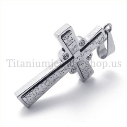 Mode Met Diamanten Twee Lagen Titanium Kruis Hanger