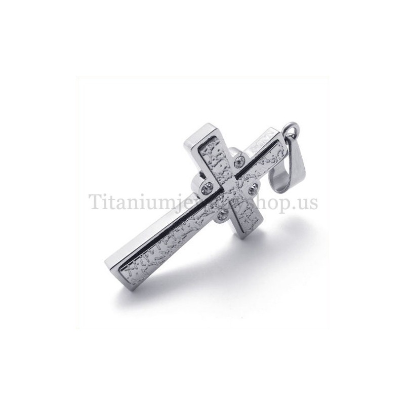 Mode Met Diamanten Twee Lagen Titanium Kruis Hanger Mode Met Diamanten Twee Lagen Titanium Kruis Hanger