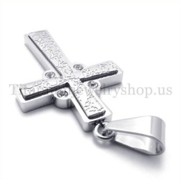 Mode Met Diamanten Twee Lagen Titanium Kruis Hanger