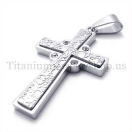 Mode Met Diamanten Twee Lagen Titanium Kruis Hanger