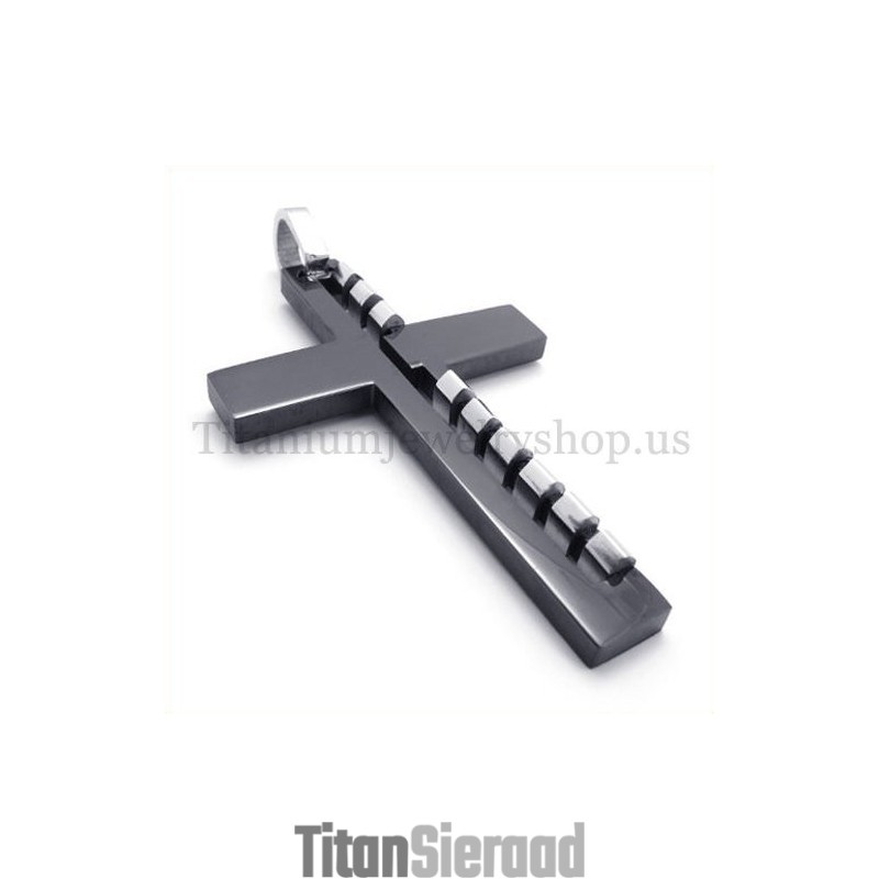 Zwarte Herenmode Titanium Kruishanger