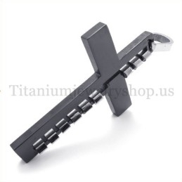 Zwarte Herenmode Titanium Kruishanger