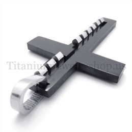 Zwarte Herenmode Titanium Kruishanger