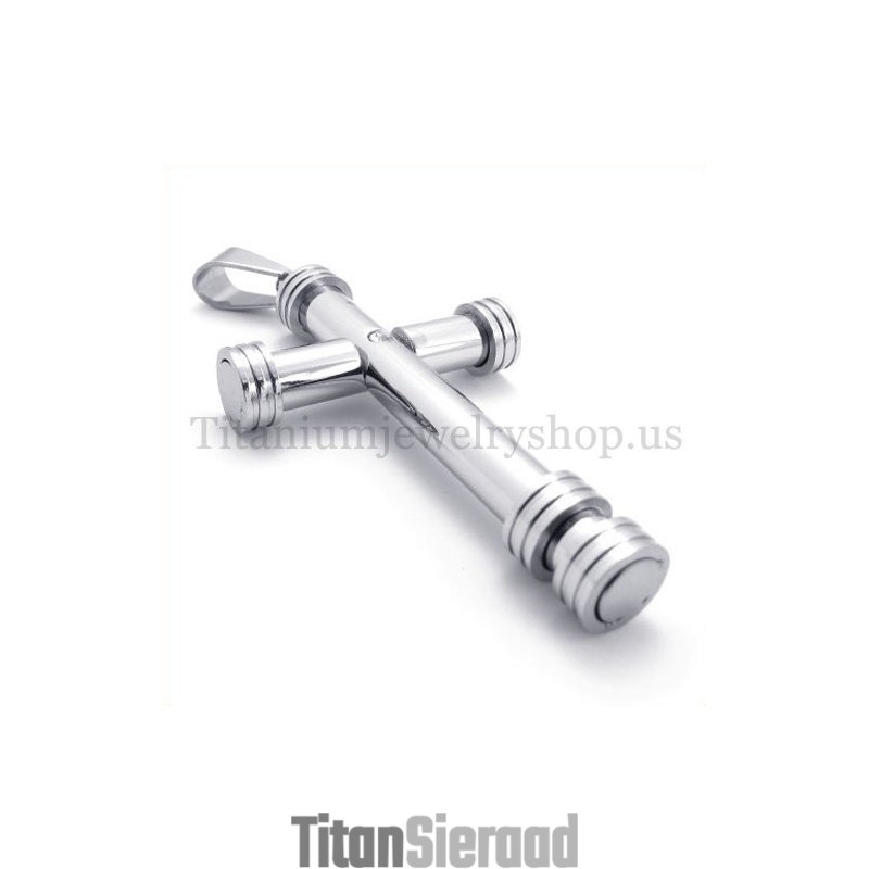 Zilveren Cilinder Mode Titanium Kruis Hanger