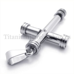 Zilveren Cilinder Mode Titanium Kruis Hanger