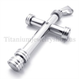 Zilveren Cilinder Mode Titanium Kruis Hanger