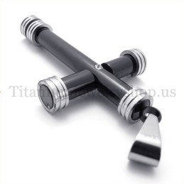 Mode Zwarte Cilinder Titanium Kruis Hanger