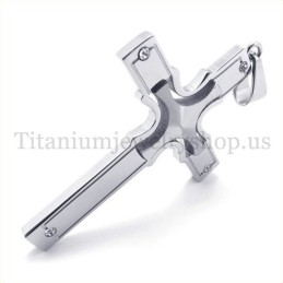 Mode Zilveren Ingebedde Kleine Kruis Met Diamanten Titanium Kruis Hanger