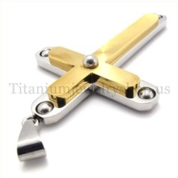 Mode Met Diamanten Twee Lagen Titanium Kruis Hanger