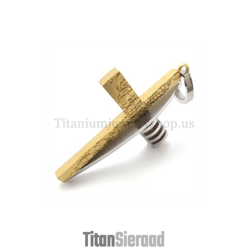 Gouden En Zilveren Asymmetrische Vorm Mode Titanium Kruis Hanger Voor Heren Gouden En Zilveren Asymmetrische Vorm Mode Titanium Kruis Hanger Voor Heren