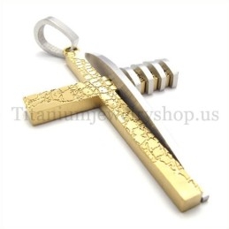 Gouden En Zilveren Asymmetrische Vorm Mode Titanium Kruis Hanger Voor Heren